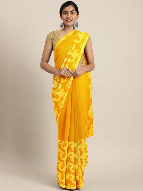

SHAVYA Yellow Embellished Zari Saree