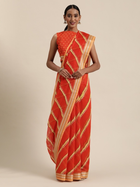 

SHAVYA Pink Leheriya Zari Pure Linen Leheriya Saree