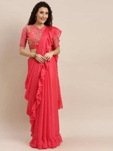

SHAVYA Fuchsia Embellished Silk Blend Saree