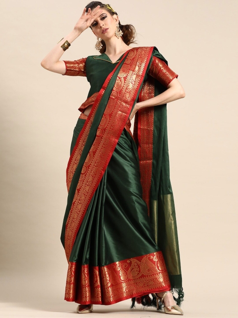 

SHAVYA Olive Green Art Silk Ready to Wear Saree