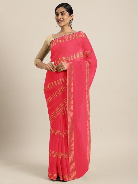 

SHAVYA Rose & Gold-Toned Embellished Zari Saree