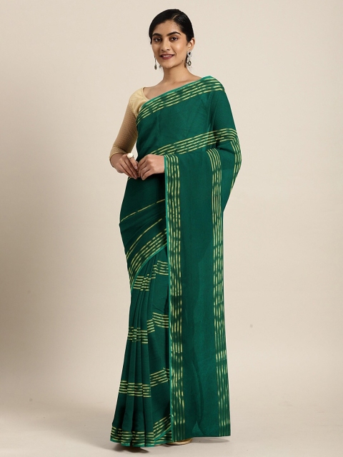 

SHAVYA Sea Green & Gold-Toned Embellished Zari Saree