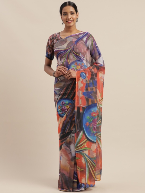 

SHAVYA Lavender & Blue Pure Georgette Saree