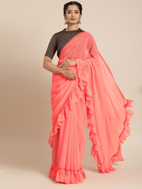 

SHAVYA Orange Pure Georgette Saree