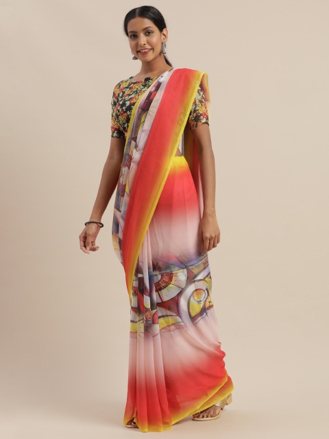 

SHAVYA Red & White Pure Georgette Saree