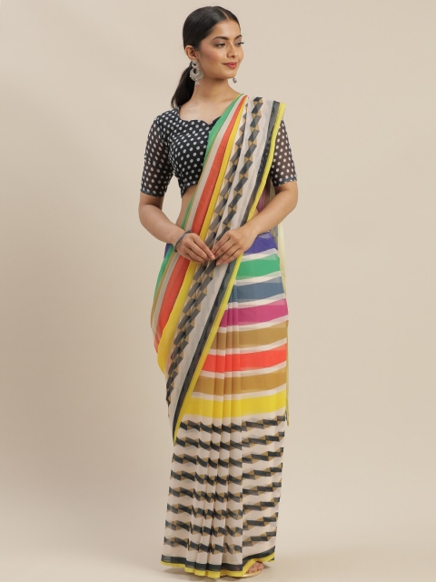 

SHAVYA Blue & Pink Pure Georgette Saree