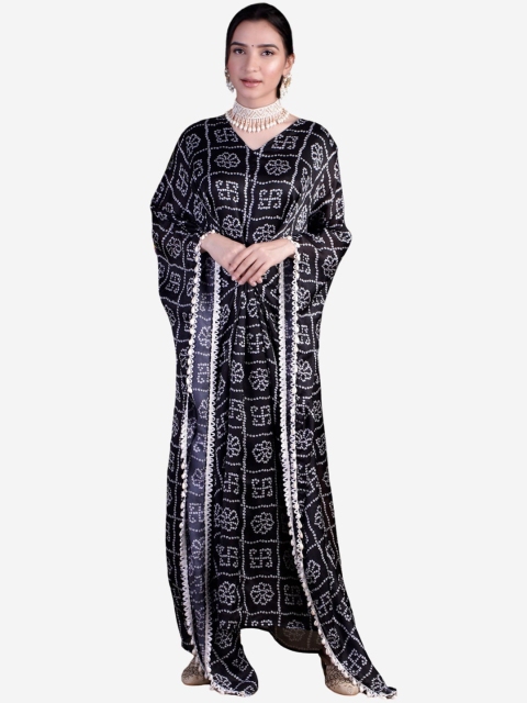 

Alaya By Stage3 Women Black Printed Flared Sleeves Satin Anarkali Kurta