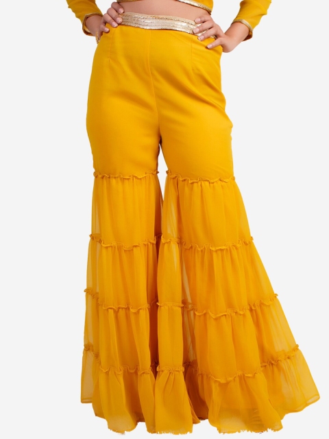 

Alaya By Stage3 Women Yellow Georgette Palazzos