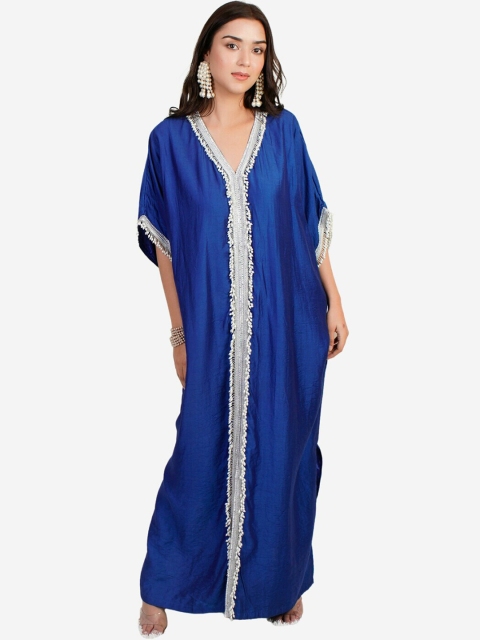 

Alaya By Stage3 Women Blue Thread Work Chanderi Silk Kurta