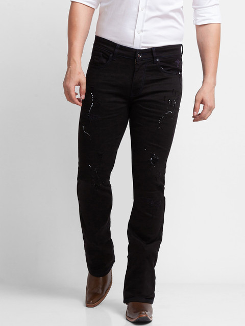 

mode de base Men Black Bootcut Highly Distressed Stretchable Jeans
