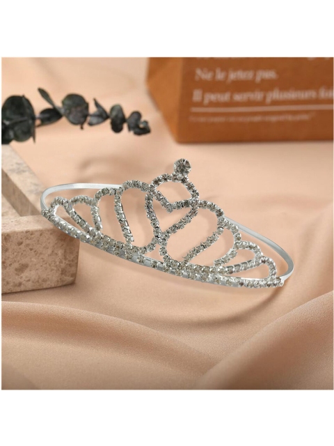 

ANNA CREATIONS Women Silver-Toned & White Tiara