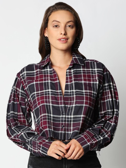 

Remanika Women Maroon Comfort Tartan Checks Checked Casual Shirt