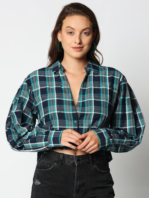 

Remanika Women Green Comfort Tartan Checks Checked Casual Shirt