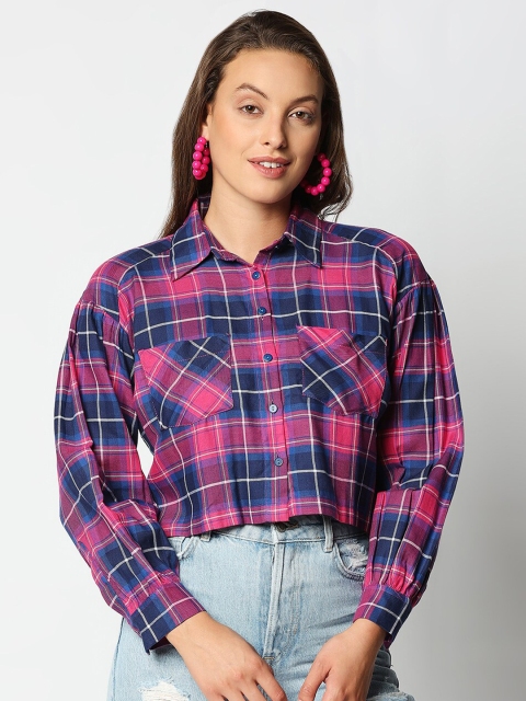 

Remanika Women Pink Comfort Tartan Checks Checked Casual Shirt