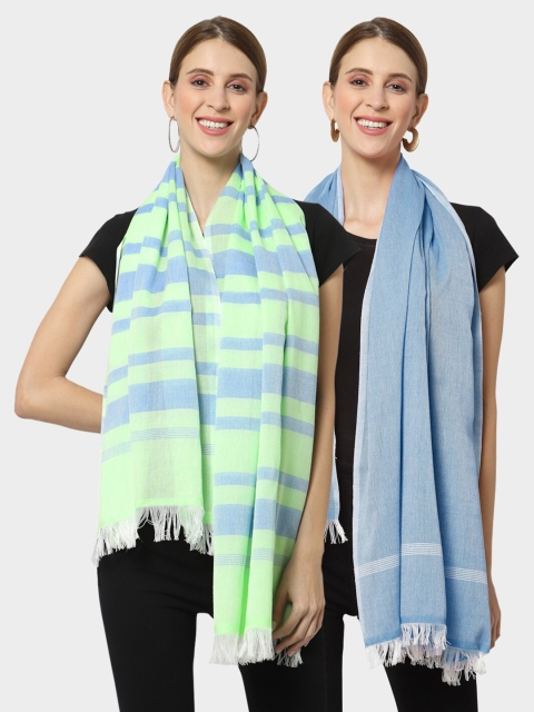 KLOTTHE Women Multi Stoles, Green