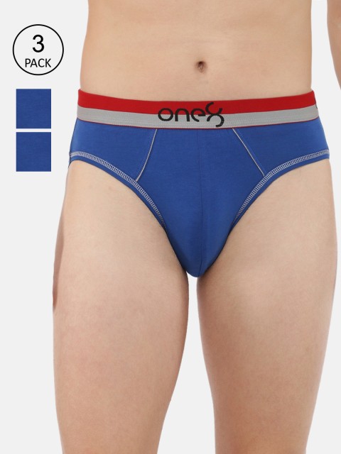 

one8 by Virat Kohli Men Pack Of 3 Solid Basic Briefs, Blue