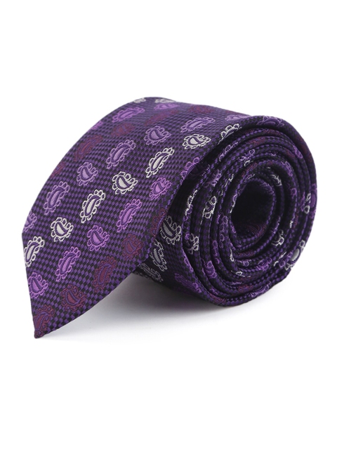 

ELLIS Men Purple & White Woven Design Broad Tie