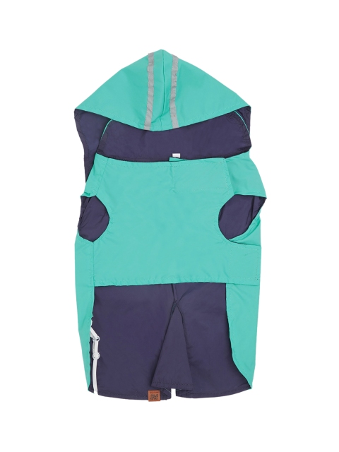 

thepawpstarco Teal-Blue Colourblocked Waterproof Raincoat