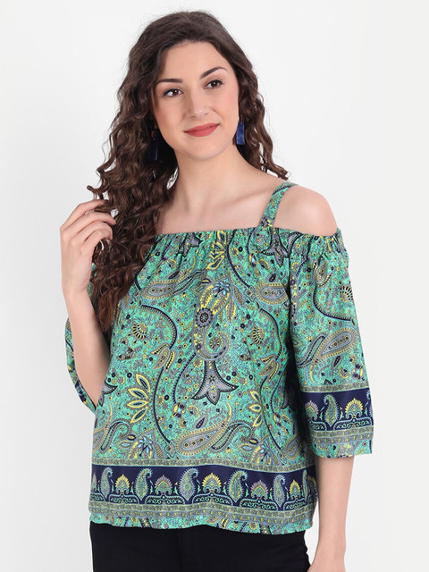 

MINGLAY Green Print Top