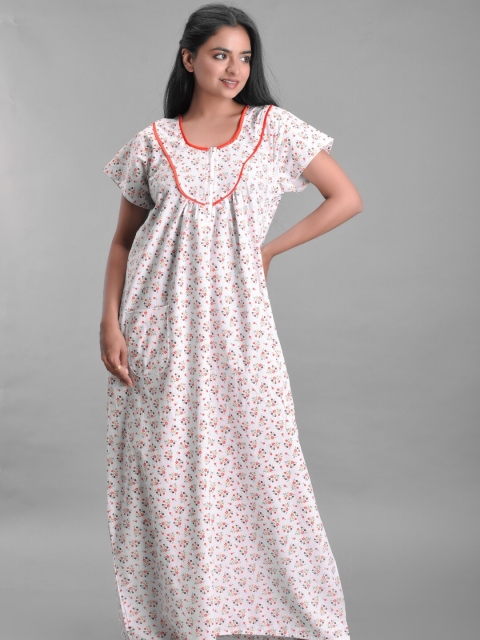 

Apratim White Printed Maxi Nightdress