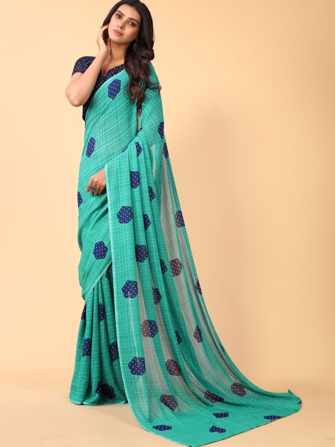 

KALINI Sea Green & Blue Pure Georgette Saree