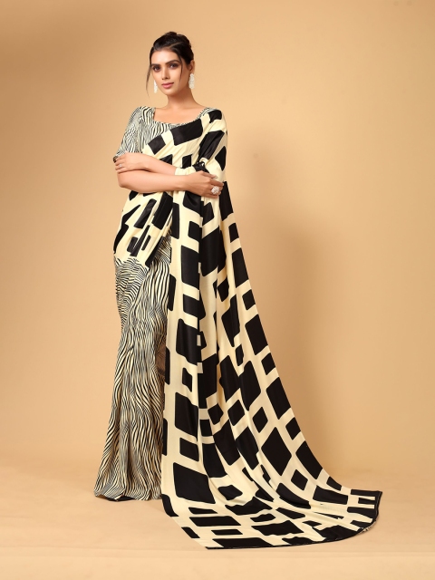 

KALINI Black & Cream-Coloured Art Silk Saree