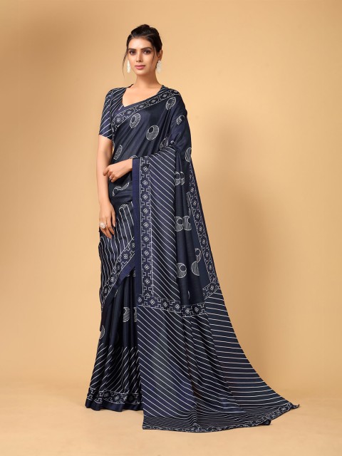 

KALINI Navy Blue Ethnic Motifs Art Silk Saree