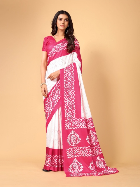 

KALINI White & Pink Art Silk Saree