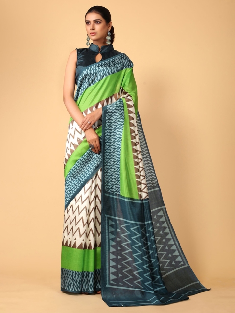 

KALINI Blue & Green Silk Blend Saree