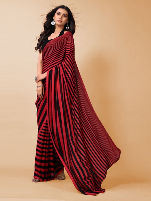 

KALINI Red & Black Leheriya Pure Georgette Saree