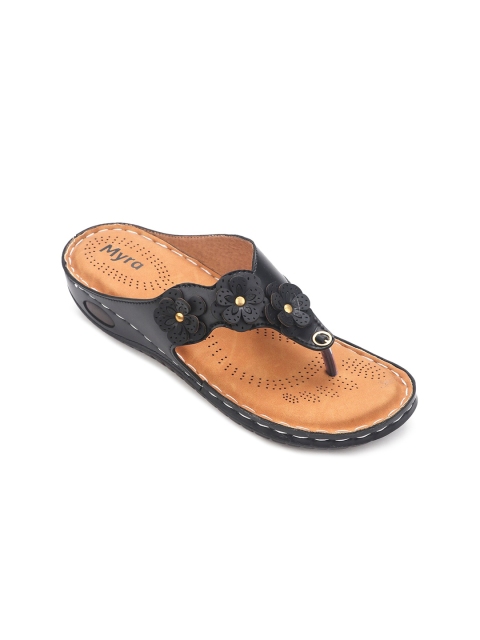

Myra Black Comfort Pumps with Laser Cuts
