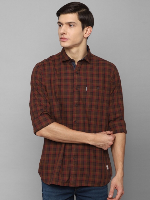 

Louis Philippe Jeans Men Brown Slim Fit Tartan Checks Checked Casual Shirt