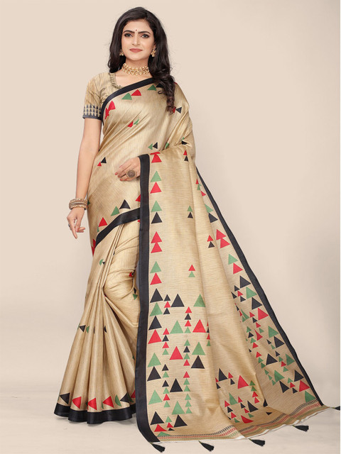 

DIVASTRI Beige & Blue Art Silk Khadi Saree