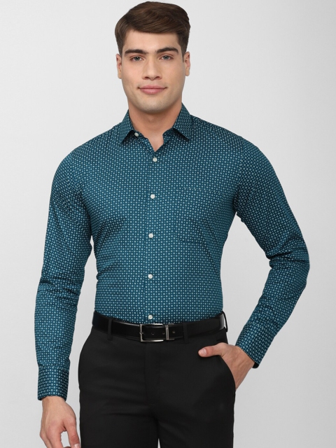 

Peter England Men Green Slim Fit Printed Formal Shirt