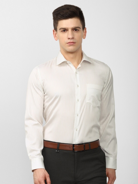 

Van Heusen Men Beige Slim Fit Grid Tattersall Checks Striped Formal Shirt