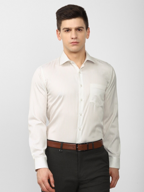 

Van Heusen Men Beige Slim Fit Grid Tattersall Checks Striped Formal Shirt