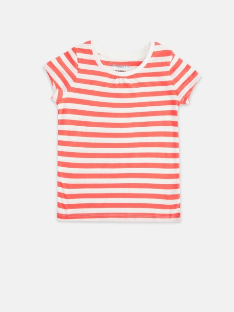 

Pantaloons Junior Girls Coral Striped T-shirt