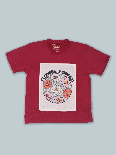 

GOJI Kids Maroon Graphic Printed T-shirt