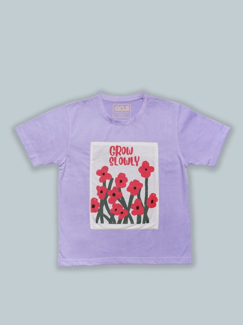 

GOJI Kids Lavender Dyed Dyed V-Neck Raw Edge T-shirt