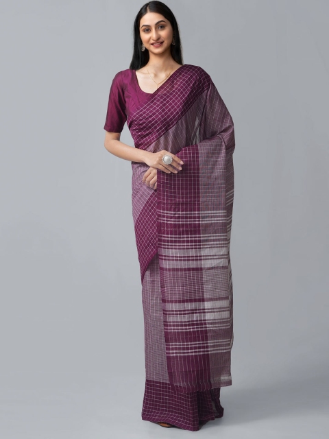 

Unnati Silks Purple & White Woven Design Pure Cotton Venkatgiri Saree