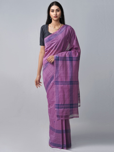 

Unnati Silks Purple & Blue Woven Design Pure Cotton Venkatgiri Saree