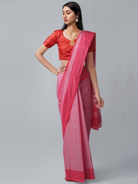 

Unnati Silks Red & White Woven Design Pure Cotton Venkatgiri Saree