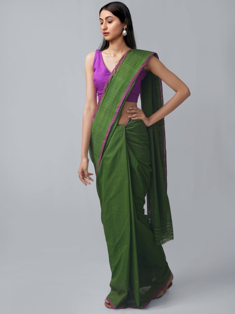 

Unnati Silks Green & Purple Woven Design Pure Cotton Venkatgiri Saree