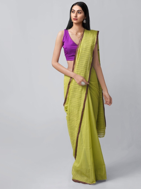 

Unnati Silks Green & Purple Woven Design Pure Cotton Venkatgiri Saree