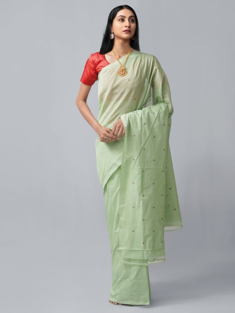

Unnati Silks Green & Red Woven Design Pure Cotton Venkatgiri Saree