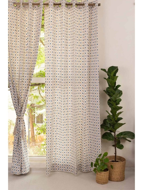 

The Yellow Dwelling Blue & White Geometric Door Curtain