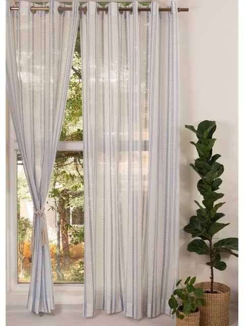 

The Yellow Dwelling Blue & White Striped Sheer Door Curtain
