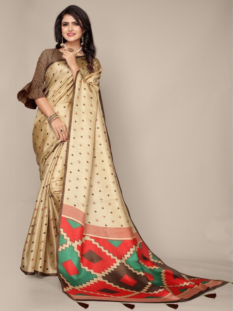 

DIVASTRI Beige & Red Art Silk Saree