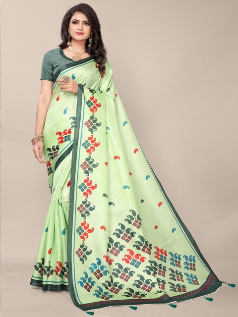 

DIVASTRI Green & Black Embellished Art Silk Saree