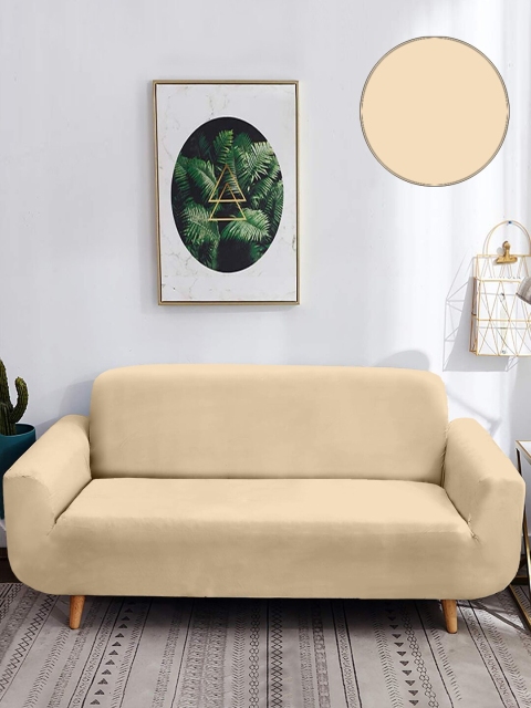 

Cortina Cream-Coloured Solid 4 Seater Sofa Cover